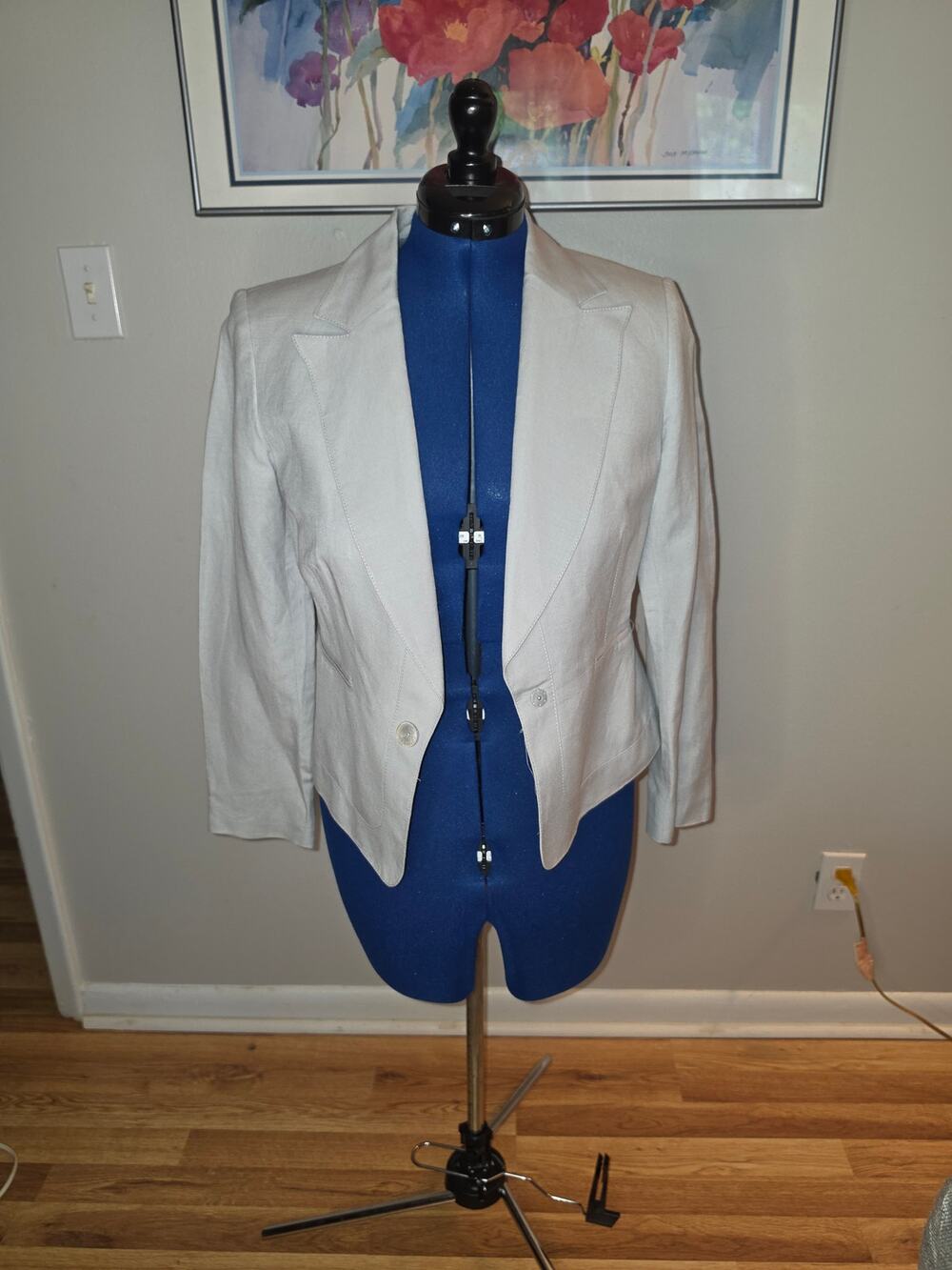 Kasper Ivory Linen Blend Blazer Career Office Jacket Size 10P
